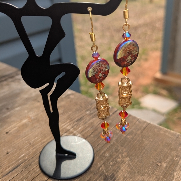 Cinnamon Crystal Tree Earrings - Picture 7 of 9
